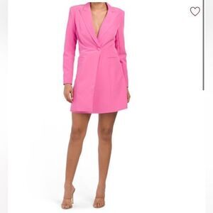 Aidan by Aidan Mattox NWT  Barbiecore Pink Tuxedo Blazer Cocktail Mini Dress 2